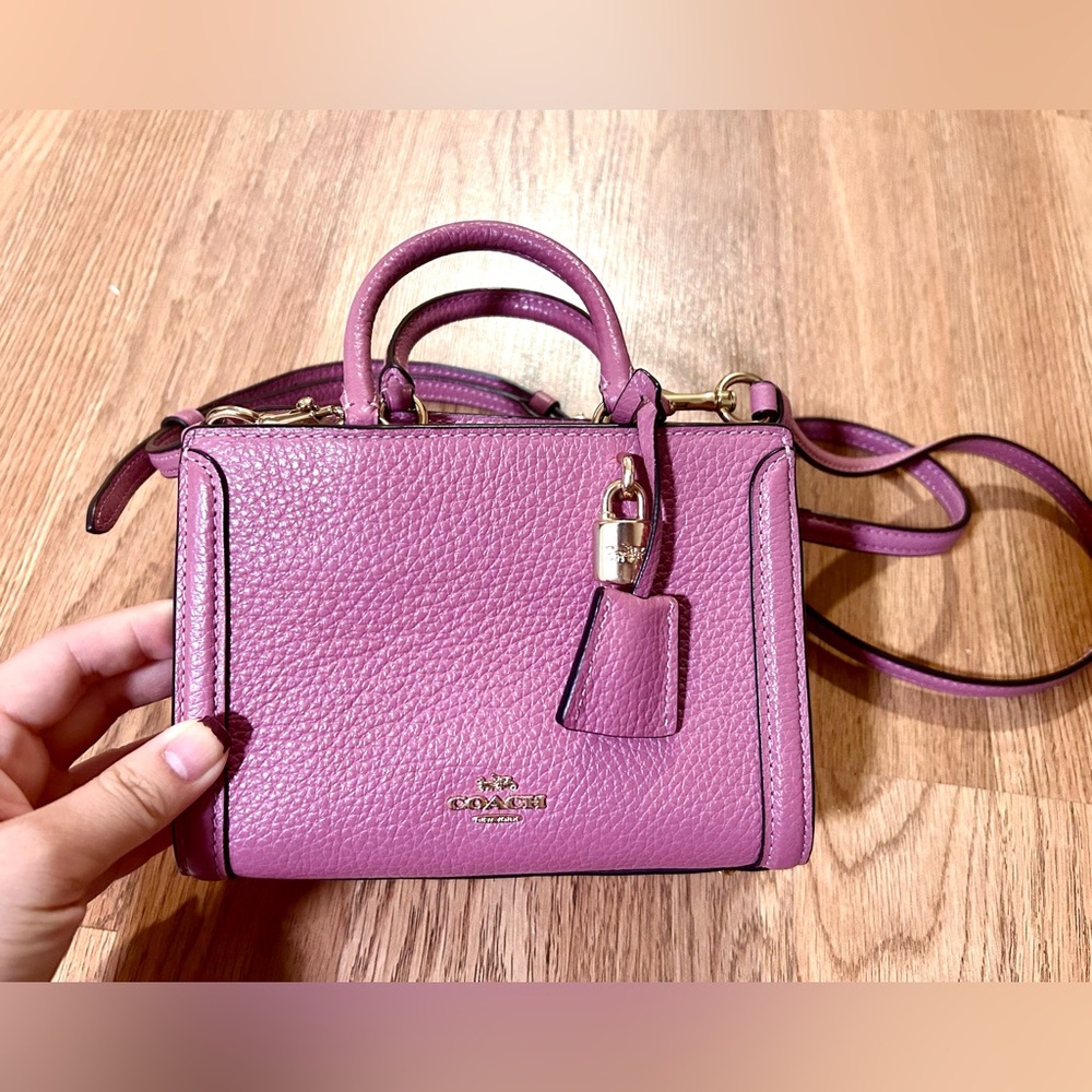 Coach Micro Zoe Crossbody Handbag in Rose Pink Leather